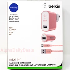 Belkin MIXIT Micro USB Car Vehicle Wall Head Charger Kit Rose Gold Samsung LG