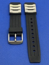 Black Mens Rubber Diver Style Strap SS Buckle 18mm 121 NOS PS