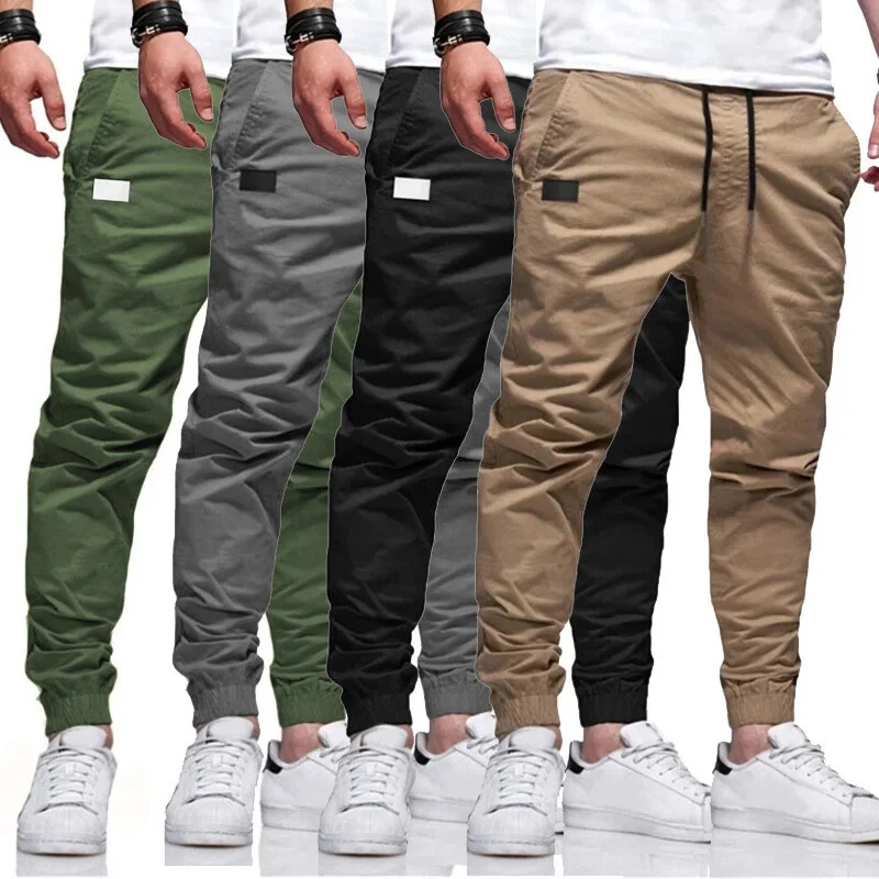 Mens Cargo Pants Loose Straight Sports Sweatpants Work Combat Outdoor Stylish UK
