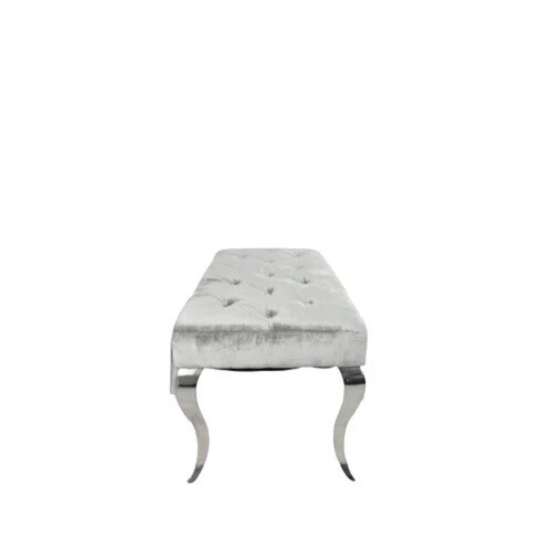 Atemberaubende Luxus Esszimmerbank Silbergrau Samt Louis 110 cm breit - Bild 4 von 8