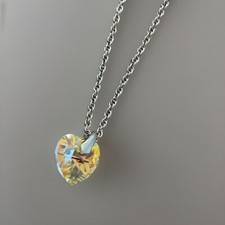 Sparkly BMNY 14kt Gold Overlay Chain Swarovski Crystal Heart Pendant Necklace