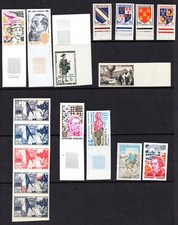 FRANCE 1955-1973 COLLECTION OF 17 IMPERF COLOR PROOFS INCLUDES SEMI-POSTALS NH