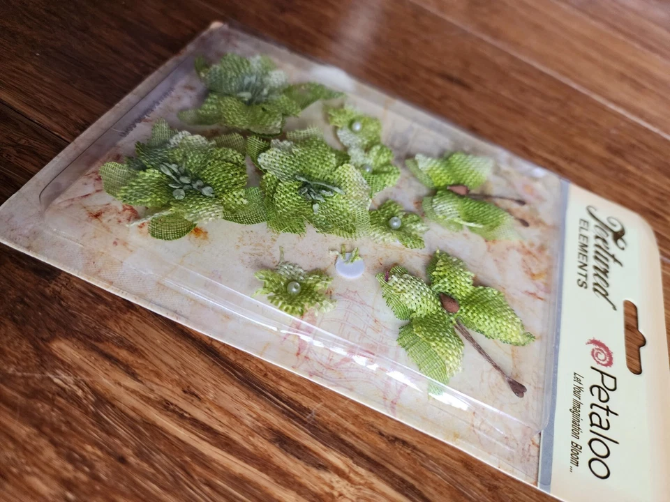 Elementos Texturizados Petaloo "Flores de Arpillera de Pistacho" Flores RETIRADAS Nuevo #17 Foto 3 de 4