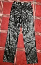 Universal Thread Womens High-Rise Faux Leather 90's Straight Pants, Black, 4R