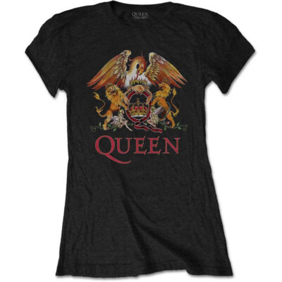 Queen 'Classic Crest' (Schwarz) Damen Schlank T-Shirt