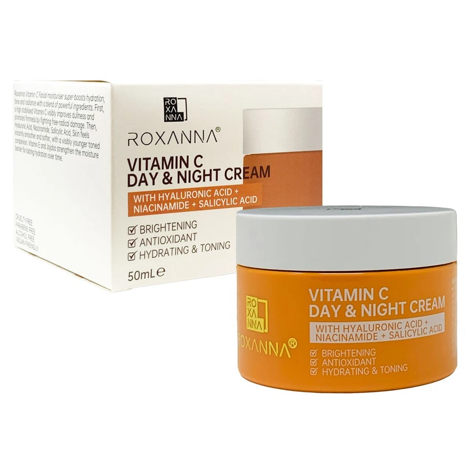 Roxanna Vitamin C Day Night Brightening Face Cream 50ml with Hyaluronic Acid UK