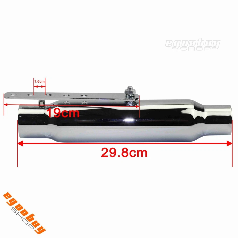 12" Motorcycle Shorty Muffler Exhaust Pipe Chrome For Harley Cafe Racer Bobber - Imagem 2 de 4
