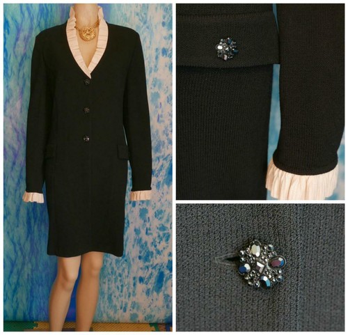 Black Jacket L 12 14 Coat Dress 