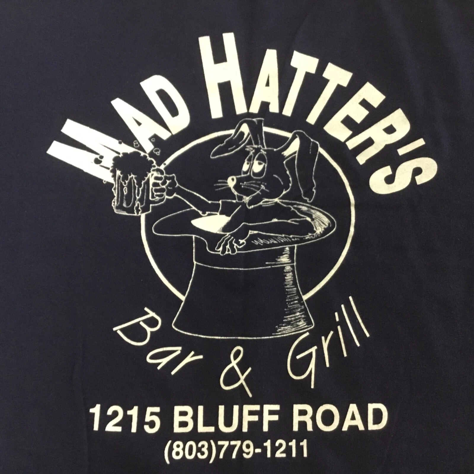 Vintage Mens Sz Large Tshirt Mad Hatters Bar Grill Columbia SC Russell Athletic