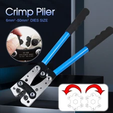 6-50mm² Plug Crimp Tool Wire Crimper Battery Terminal Electric Cable Lug Cutter