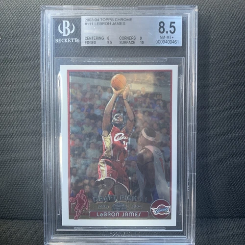 2003-04 Topps Chrome LEBRON JAMES Rookie RC #111 BGS 8.5 - 10 Surface, 9.5 Edges
