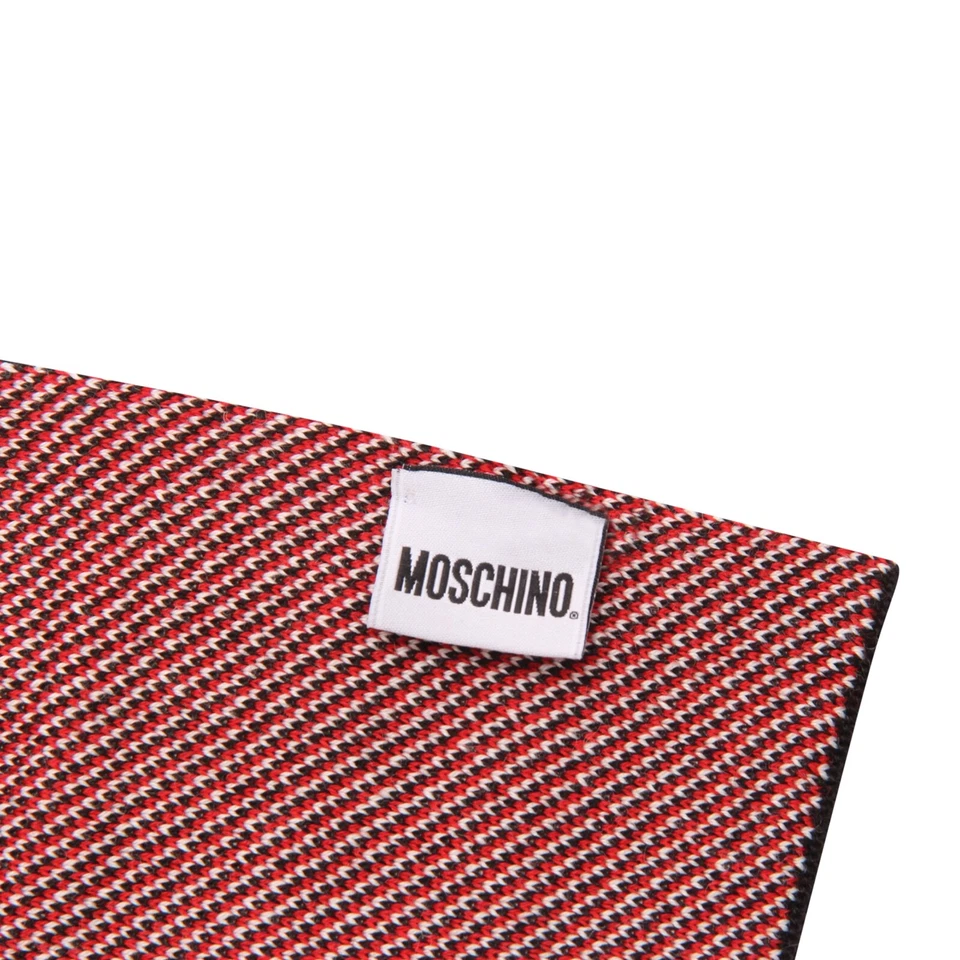 8643AQ sciarpa uomo MOSCHINO 男士羊毛混纺围巾黑色/红色 — 第 4/4 张图片