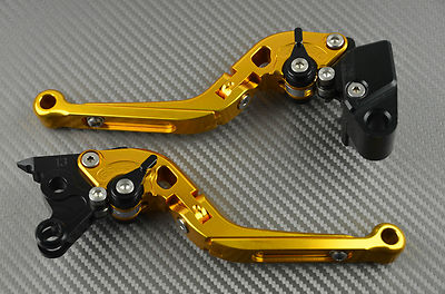 Folding Adjustable Lever Pair Flip Up Gold CNC SUZUKI B-KING BKING 1300 2008