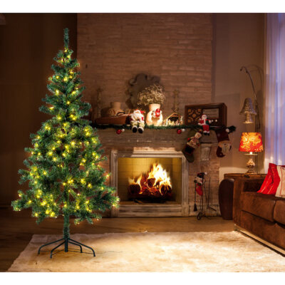 infactory Weihnachtsbaum mit Bodenständer, 180 cm, 364 Spitzen, 240 LEDs