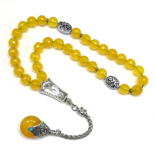Cuentas de oración de piedra de jade amarillo de Malasia Tesbih Tasbih Masbaha (8 mm 33 cuentas) - Imagen 9 de 10