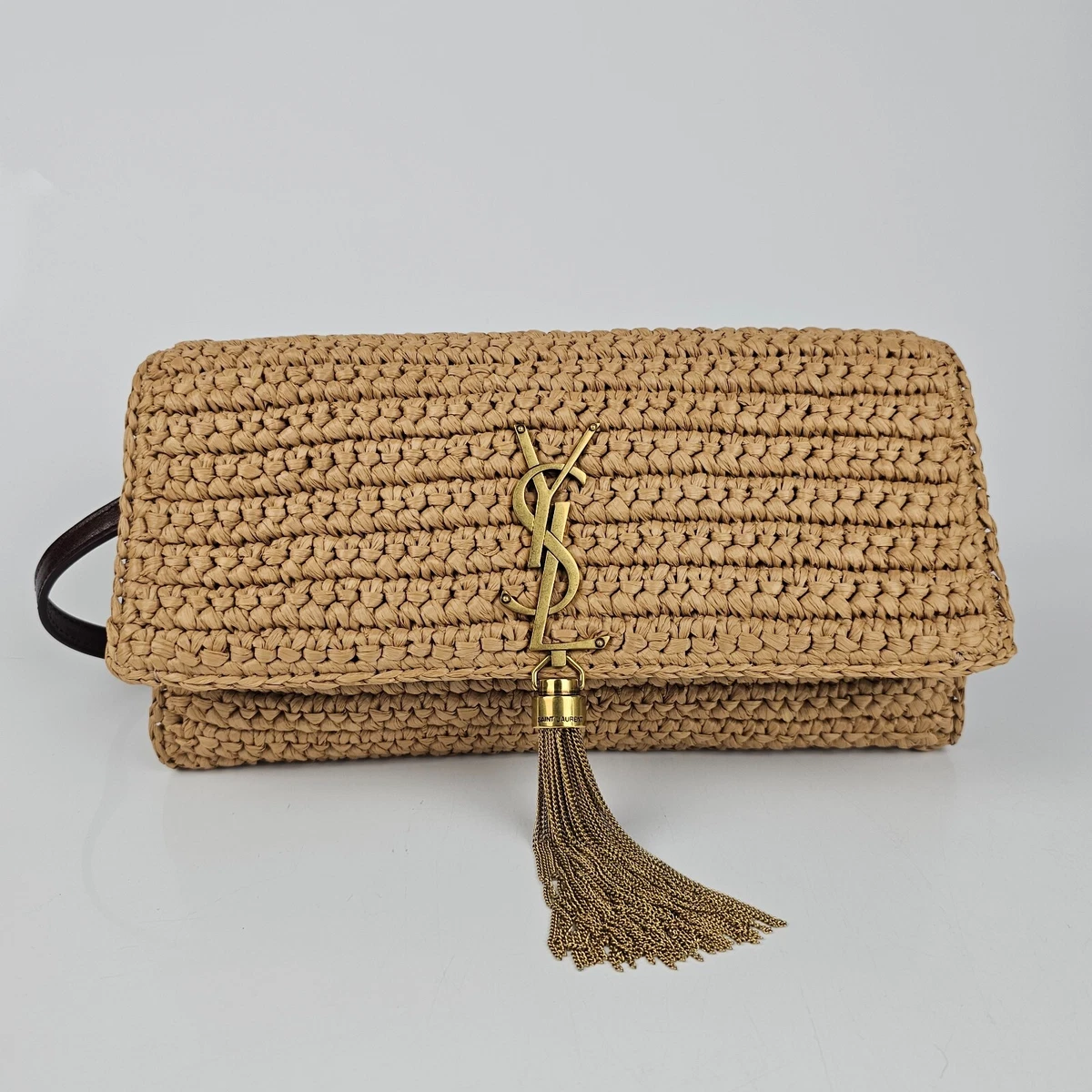 Saint Laurent Kate 99 Naturale Raffia Shoulder Bag New eBay