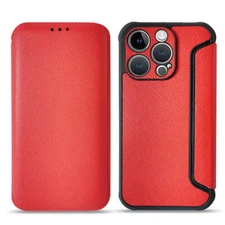 Reiko Magnetic Wallet Leather Phone Case for Apple iPhone 14 Pro in Red