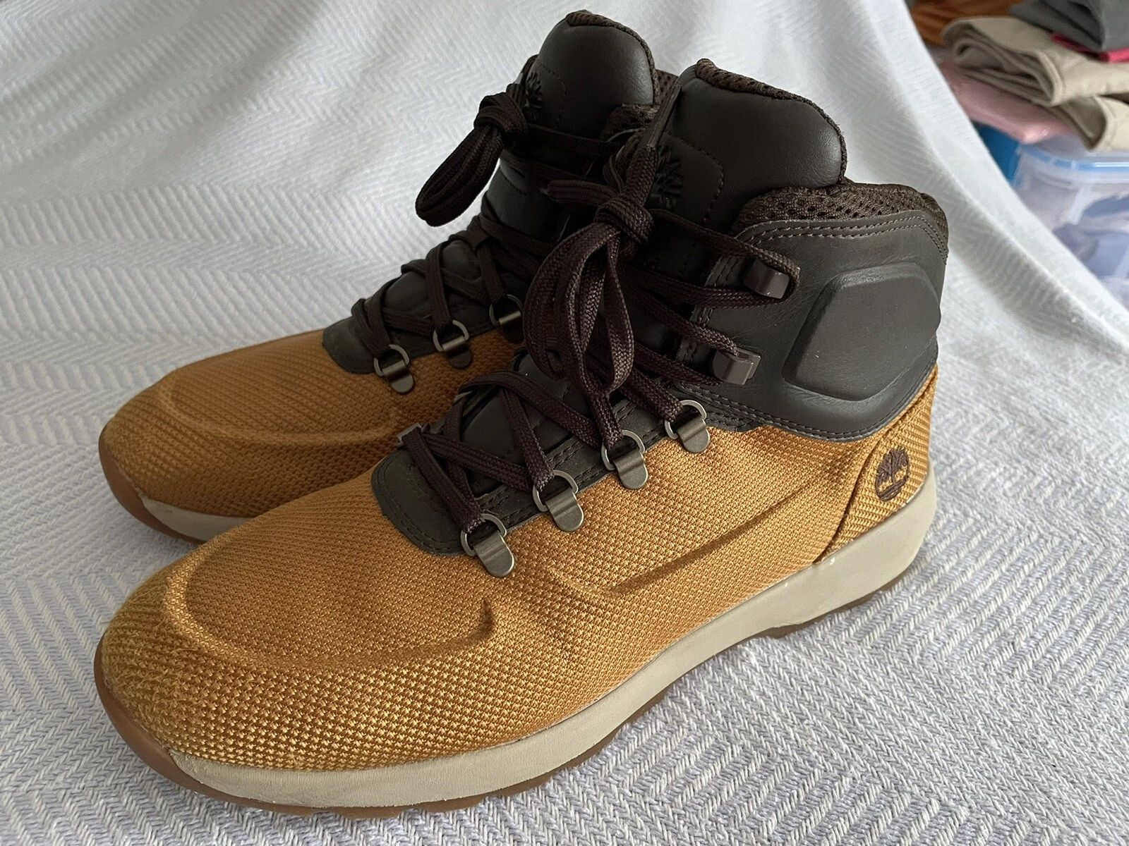 TIMBERLAND Westford Mid Emboss Men's Tan Hiking Boots Sz.9.5 #A19GQ