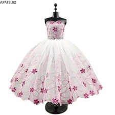 White Purple Flower Ballet Tutu Dress For 11.5" Doll Outfits 1/6 Clothes Gown