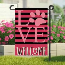  NEW ADORABLE  LOVE  WELCOME  PAW PRINT GARDEN FLAG  12X18
