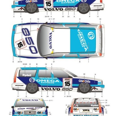 S.K. Decals SK24018 Volvo 850 Estate BTCC 1994 ''Rydell/Lammers'' Decal Sheet