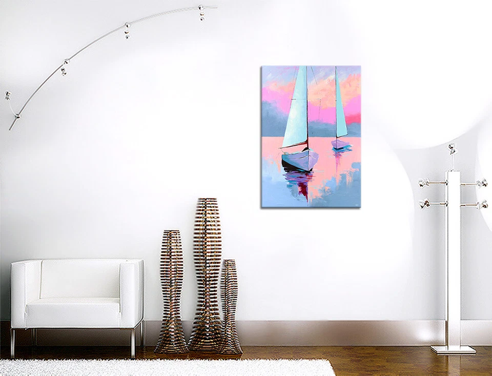 NOVAARTE Acryl Bild Gemälde Segel Boot Abstrakte Malerei Moderne Kunst ORIGINAL - Bild 3 von 4