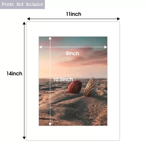 White Pre-Cut 11x14 Picture Mat for 8.5x11 Photo Acid Free White Core Mattes - Picture 6 of 7