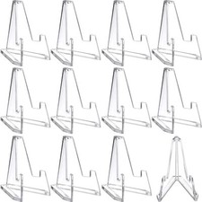 Boao 12 Packs Mini Clear Acrylic Easel Stands Coin Display Holder 
