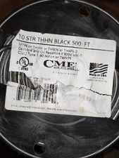 CME Wire 10 STR THHN Black MTW or THWN or THWN-2 Gas & Oil Resistant 600V VW-1