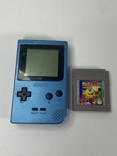 Nintendo Game Boy Pocket Handheld Console Ice Blue, Tested Working W/ Pac-Man