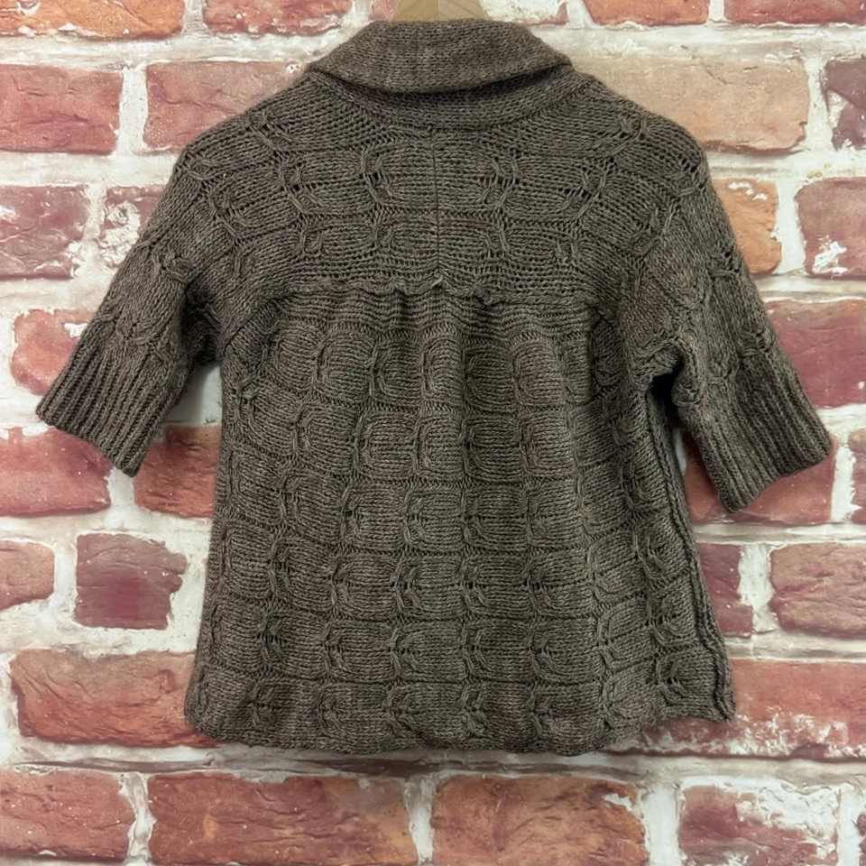 Cárdigan Ann Taylor Loft para mujer pequeño marrón mezcla de alpaca frente abierto tejido suéter Foto 4 de 4