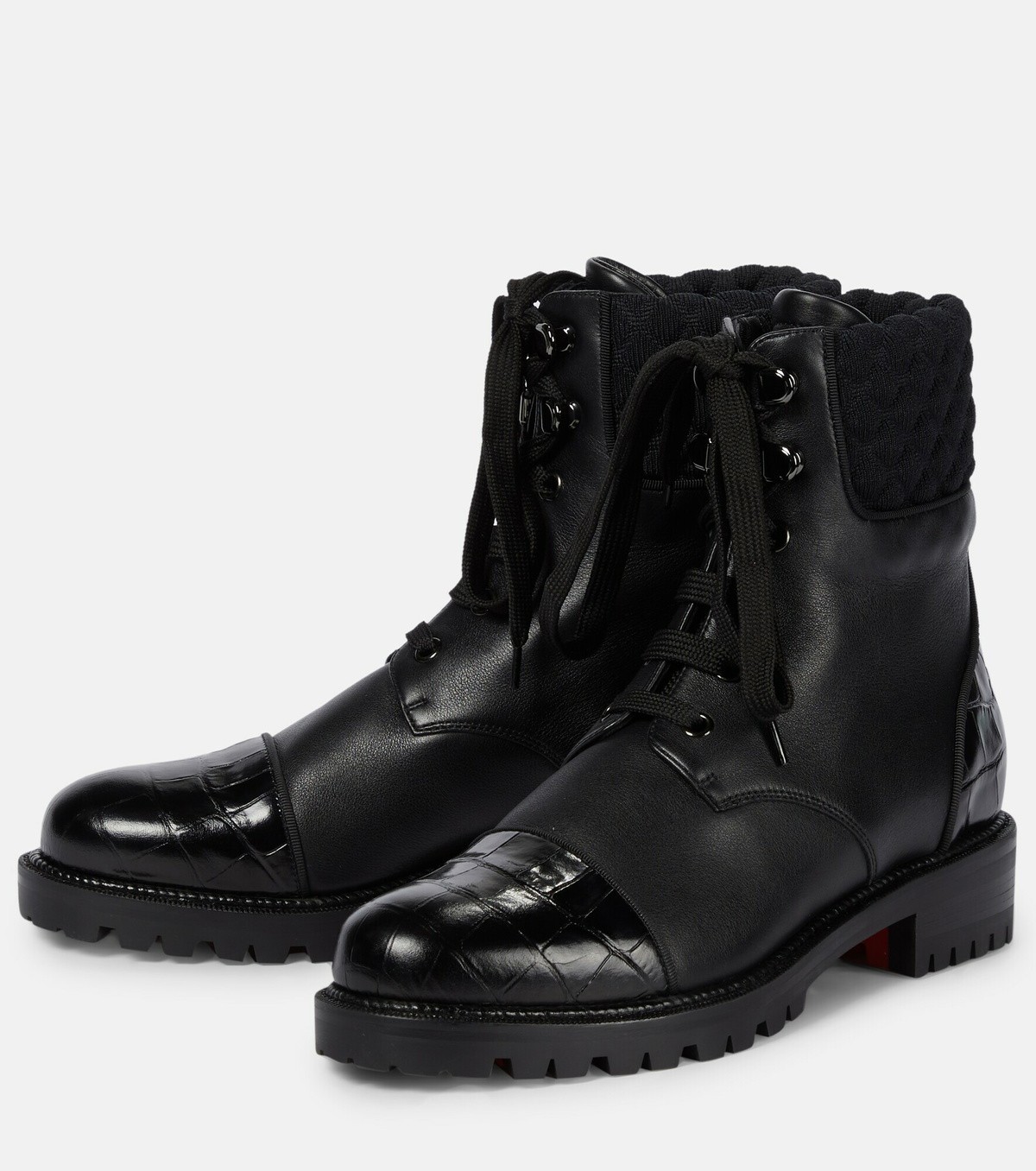 SAOLA Stivali da combattimento CHRISTIAN LOUBOUTIN Mayr in pelle nera con cappuccio e suola 38 5