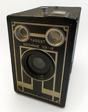 VTG Kodak Brownie Target Six-16 Box Camera Black  Silver Art Deco 1940s 1950s