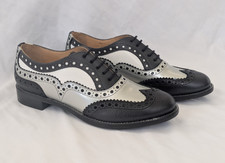 The Office of Angela Scott Mr Doubt Black White Silver Leather Oxfords Size 39.5