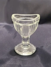 Vintage Clear Glass Eye Wash Cup Stem Pedestal Ocular Care Apothecary 2.5"