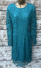 Ladies Studio Jade Green Lined Lace/Embroidered Pencil Style Dress UK 12