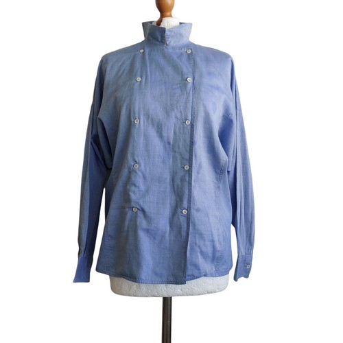 Vtg 90s Batwing Double Breasted Cotton Summer Shirt - IBlues MaxMara Uk8. IT38 - 第 2/9 張圖片