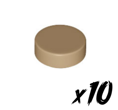 10x LEGO 98138   1x1 Fliese rund   tile round   dunkel beige   dark tan