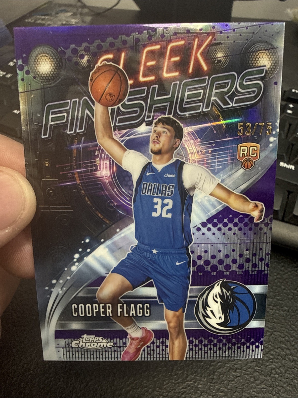 2025 Topps Chrome Basketball Cooper Flagg Sleek Finishers Purple Refractor /75
