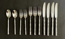 HAMPTON SILVERSMITHS Cathay Mirror BAMBOO Stainless Flatware LOT OF 11