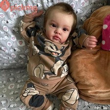 Real 24" Finished Reborn Baby Doll Toddler Boy Hand-Rooted Hair Cloth Body Gift