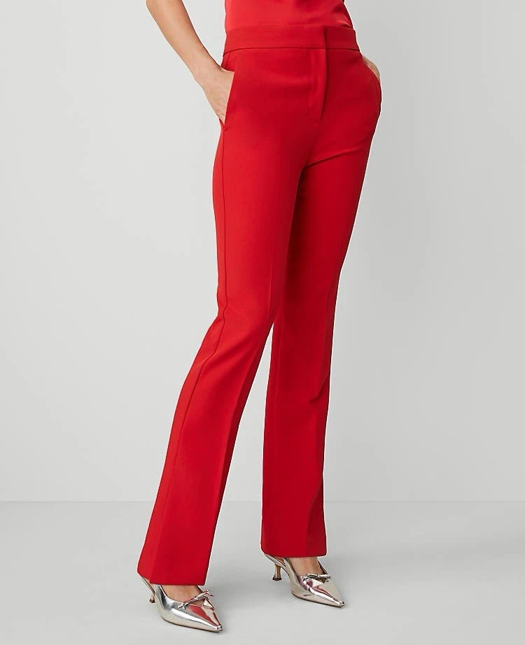 Pantalón Ann Taylor The Petite ajustado acampanado con dobladillo de ventilación rojo icónico 00P nuevo Foto 2 de 4
