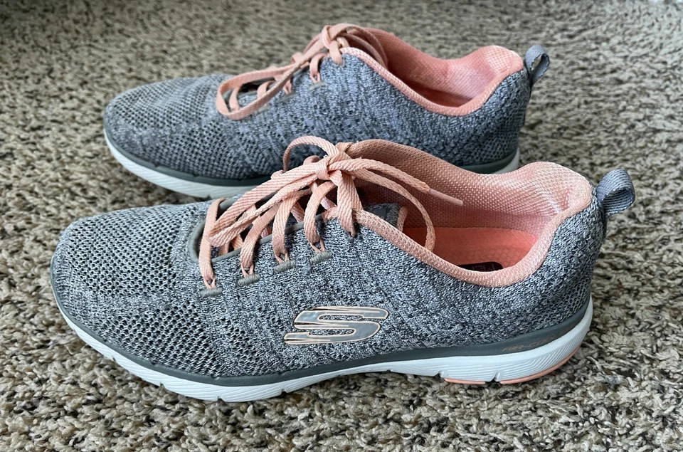 Skechers Sneakers Womens 10 Gray Pink Flex Appeal 3.0 High Tides Knit - Image 3 of 4