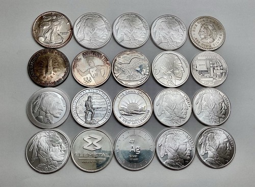 Salida Silver Rounds Roll Of 20 1 oz .999 Silver Rounds Assorted Mints, Varied Conditions (E ...