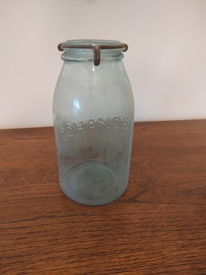 Vintage Cohansey Blue Fruit Jar With Lid #33