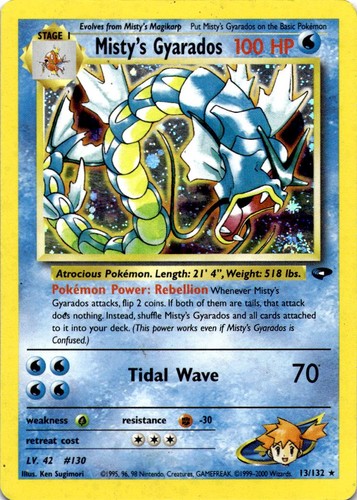 Misty's Gyarados 13/132 Rare Gym Challenge Pokemon Unlimited Holo MP MOUTH SWIRL