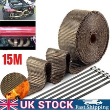 15M Titanium Gold Heat Wrap Tape Exhaust Insulating Downpipe Manifold + 10 Ties