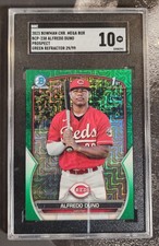 2023 Bowman Chrome Mega Alfredo Duno Green Refractor /99 SGC 10 1st