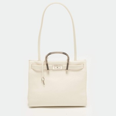 Tory Burch Soft Lee Radziwill White Leather Tote