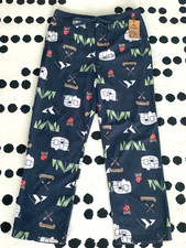 Fleece Pajama Pants Mens L Navy Soft Pockets Casual Lounge Camping Sleep Bottoms
